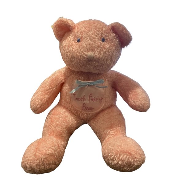 💕 2 FOR $17 💕 1 TOOTH FAIRY Bear 8" High Chest Pocket For Teeth Pink Plush - Picture 1 of 5